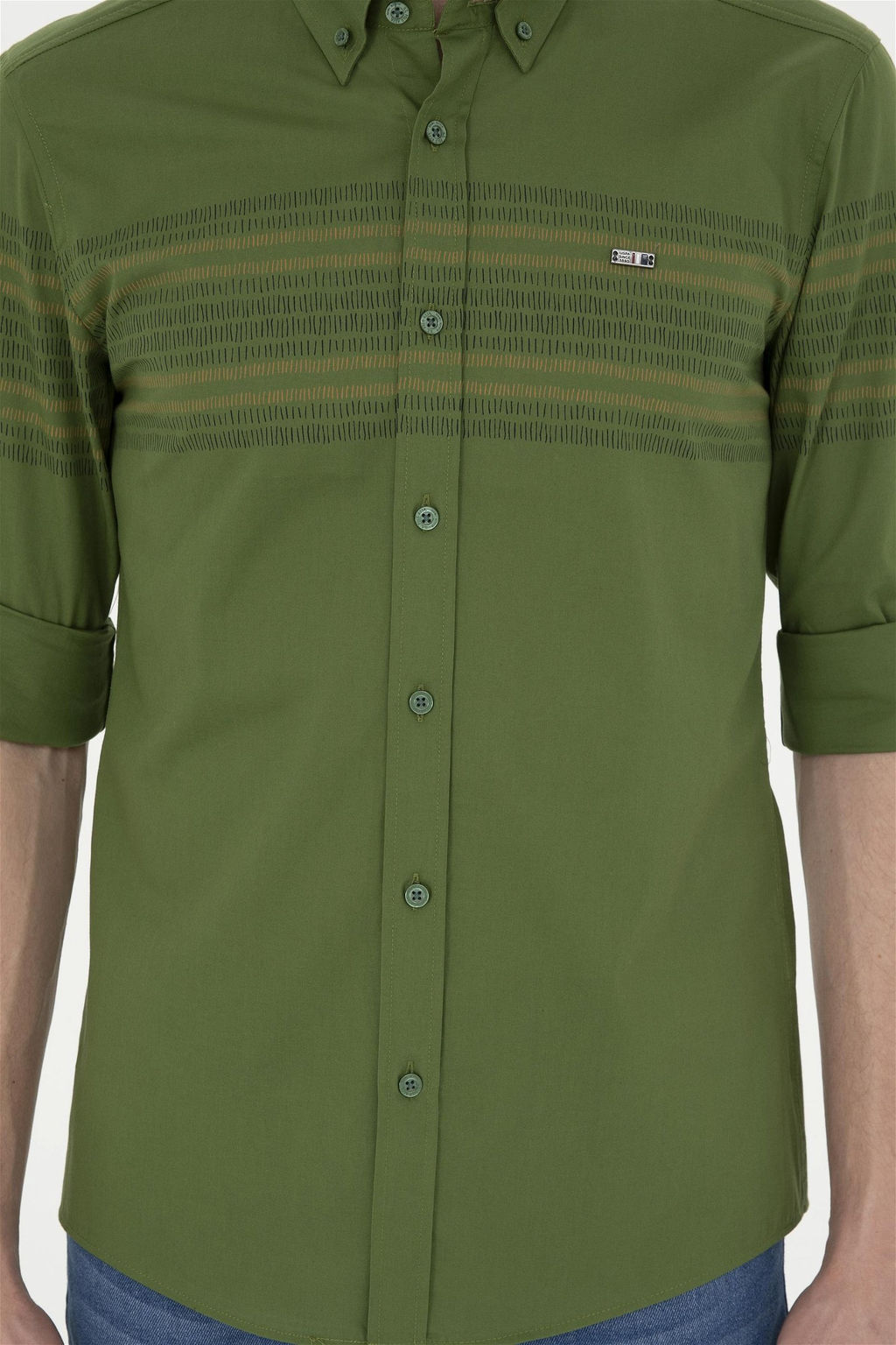 U. S. Polo Assn / Мужская зеленая рубашка с длинным рукавом - U.s. polo assn фото 6