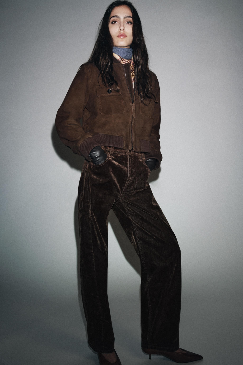 ZW COLLECTION LIMITED EDITION SUEDE LEATHER BOMBER JACKET - Zara фото 7