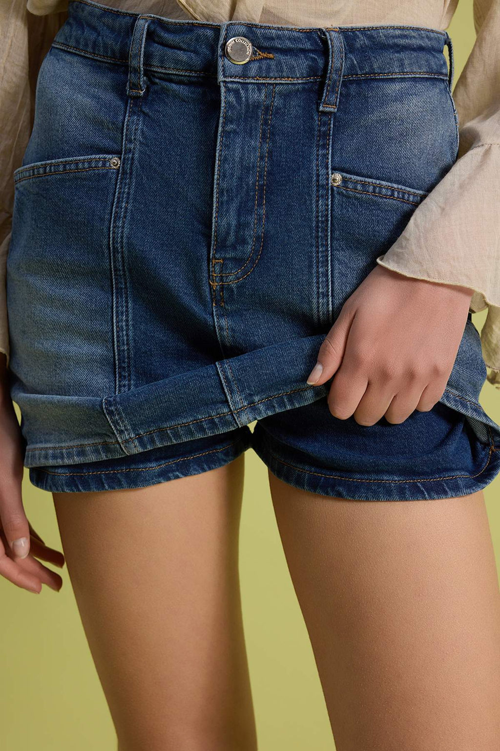 Mavi Cep Detayl? Yuksek Bel Az Esnek Denim Sort Etek TWOSS26SR00123 - Trendyolmilla фото 7