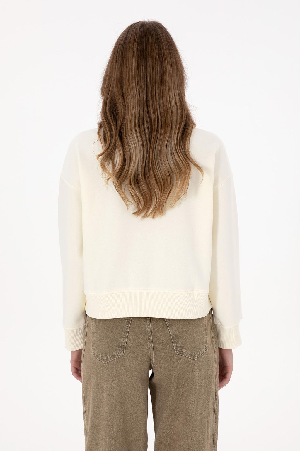 Kad_n Krem Basic Sweatshirt Sepette S_rpriz _ndirim - U.s. polo assn фото 5