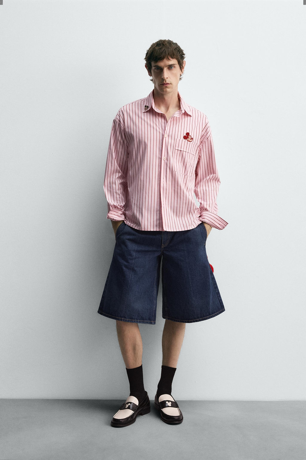 MICKEY MOUSE PATCH STRIPED SHIRT HARRY LAMBERT FOR ZARA X DISNEY