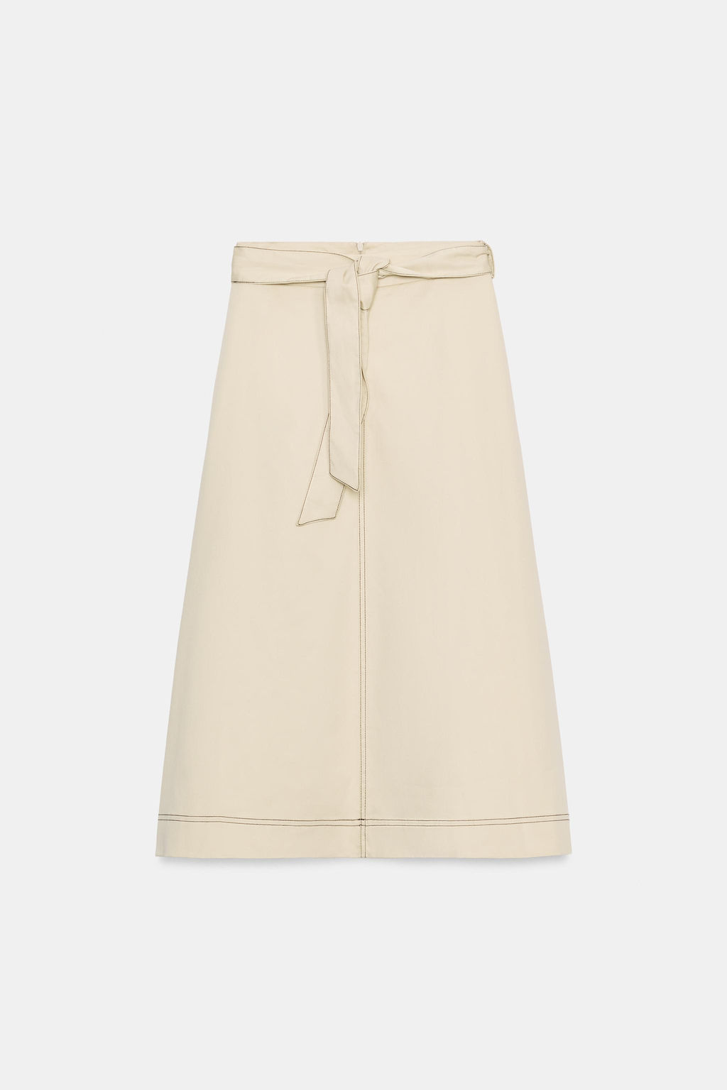 FALDA CINTUR?N PESPUNTES CONTRASTE / Beige - Zara фото 5