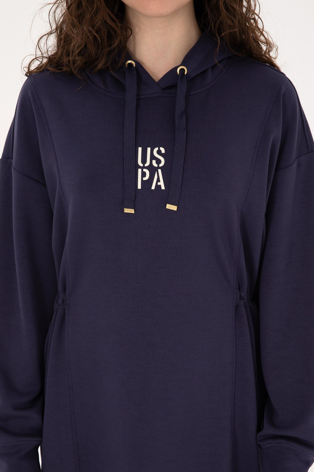 Kad_n M_rd_m Modal Kar___ml_ Mini Boy Kap__onlu Sweatshirt Elbise - U.s. polo assn фото 5