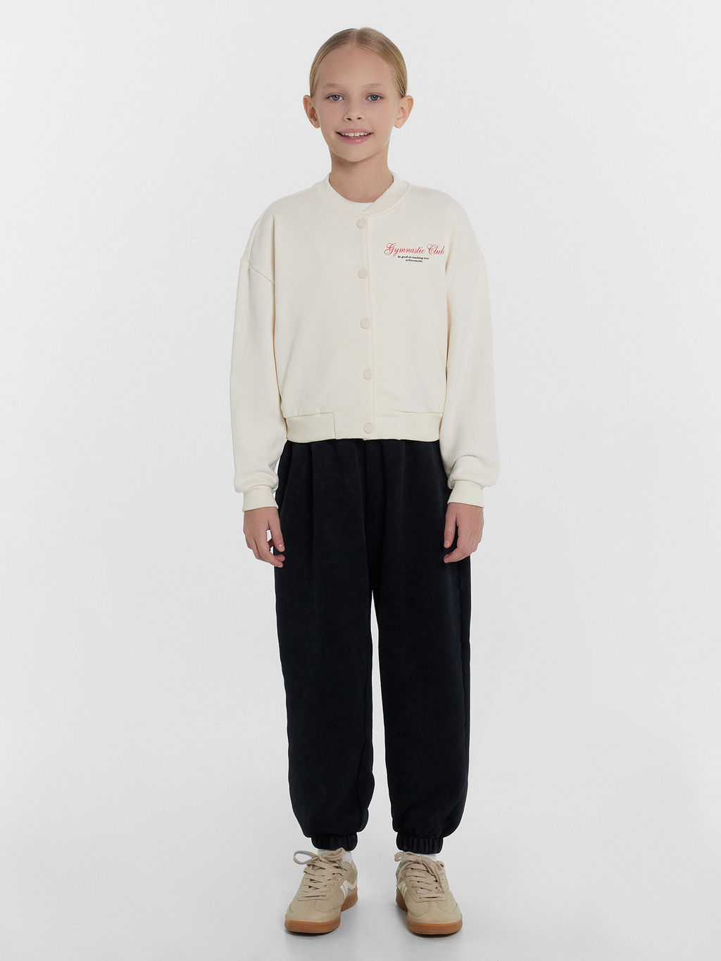 Бомбер для девочек кремовый с надписью gymnastic club - Mark formelle фото 3