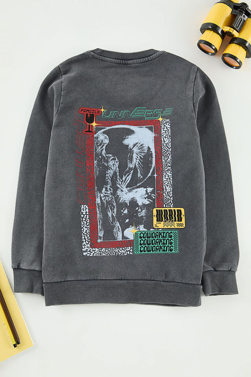 Antrasit Erkek Cocuk Bask?l? Orme Mini Me Sweatshirt TKDAW25SW00062 - Trendyolmilla фото 5