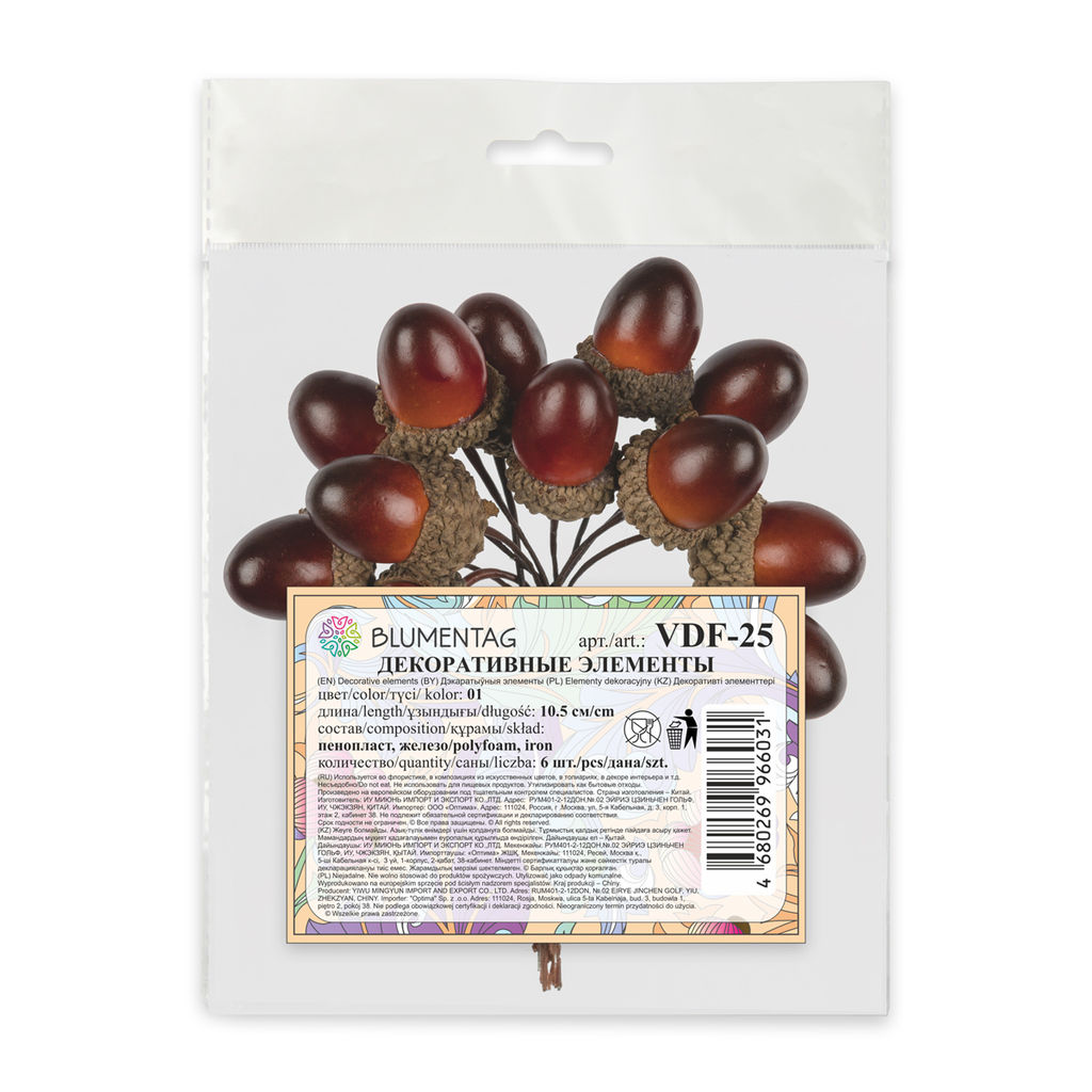 Blumentag VDF-25 Декоративные элементы 6 х 12 шт. 10.5 см 01 желуди  фото 4
