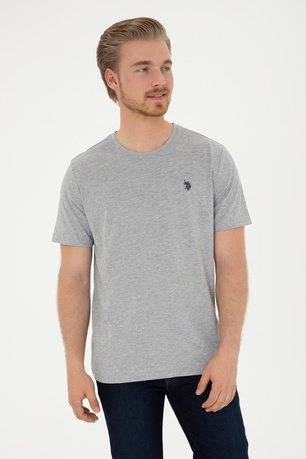 Мужская серая меланжевая базовая футболка Неожиданная скидка в корзине - U.s. polo assn фото 2