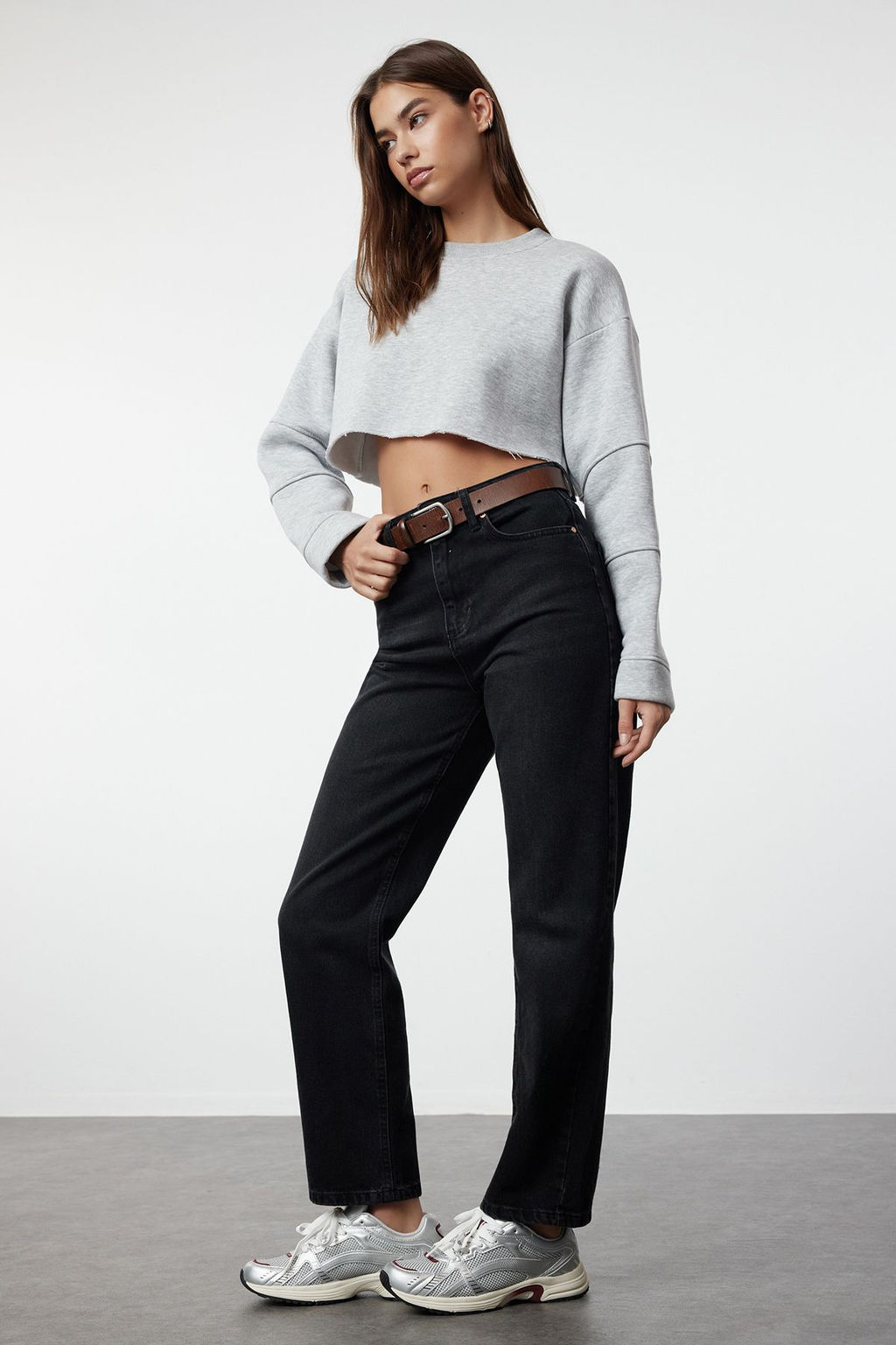 TRENDYOLMILLA Mavi Yuksek Bel Straight Jeans TWOSS23JE00089  фото 32