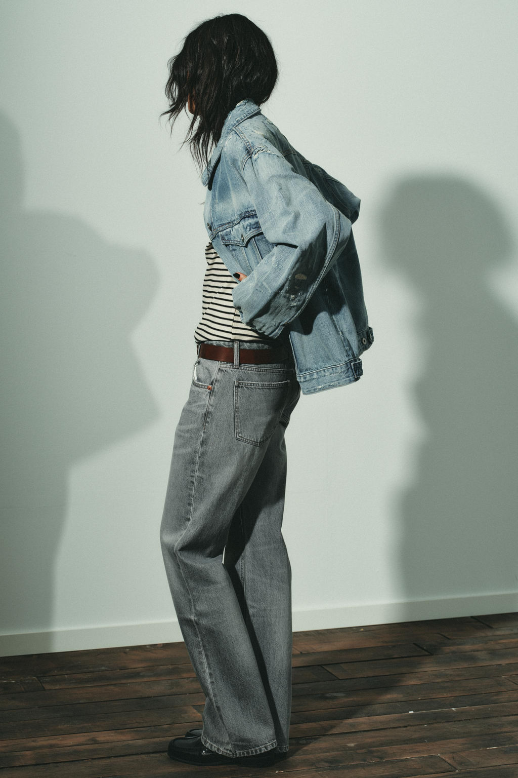 JEANS TRF WIDE LEG TIRO BAJO / Gris - Zara фото 4