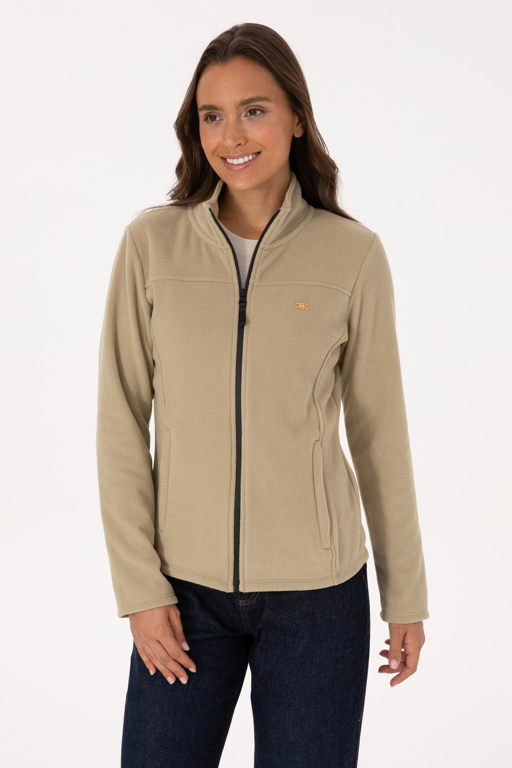 Kad_n A__k Haki Fermuarl_ Dik Yaka Polar Sweatshirt - U.s. polo assn фото 3