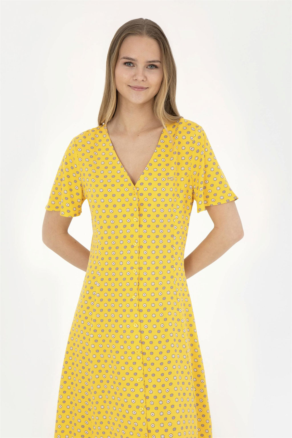 Женское желтое тканое платье - U.s. polo assn фото 2