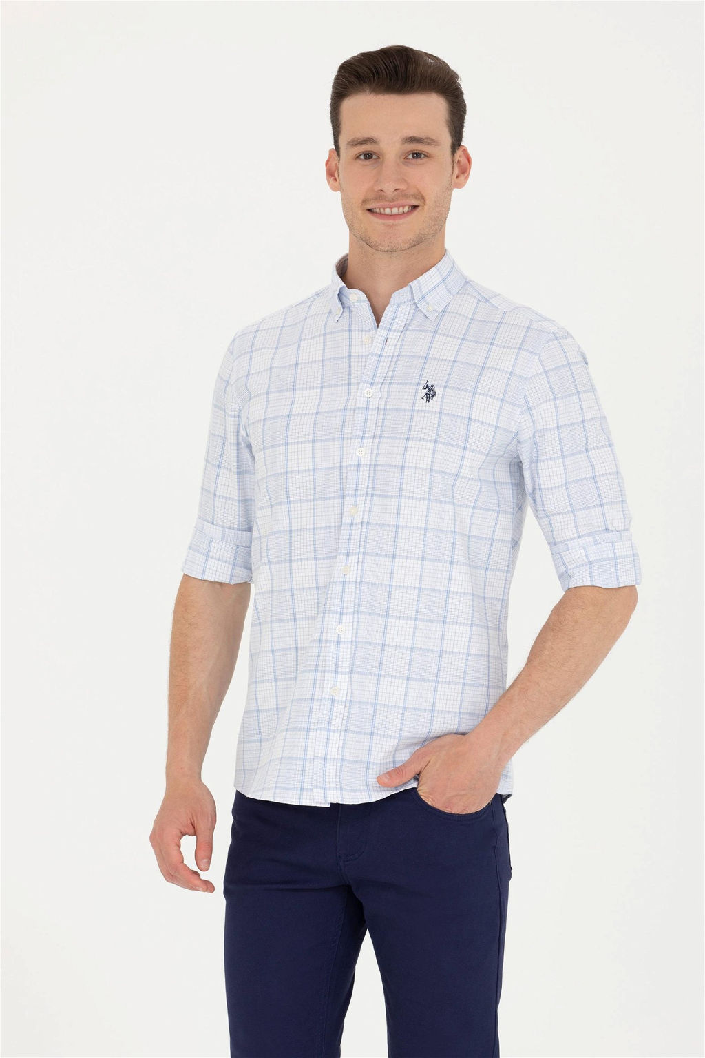 U. S. Polo Assn Мужская синяя рубашка в клетку - U.s. polo assn фото 10