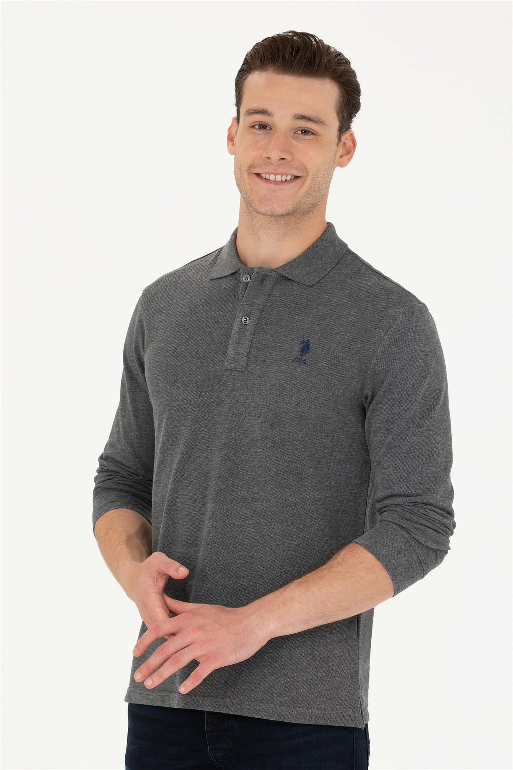U. S. Polo Assn / Мужской базовый свитшот антрацитовый меланж - U.s. polo assn фото 10