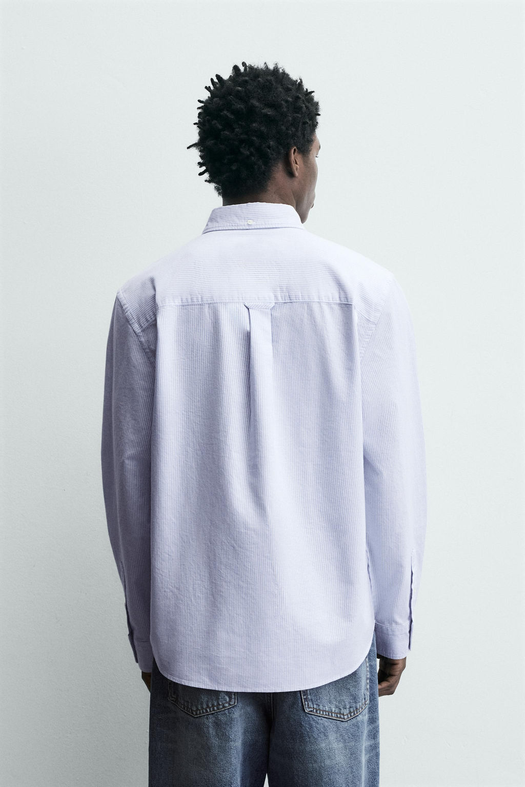 Рубашка Zara Estructura Oxford белая голубая