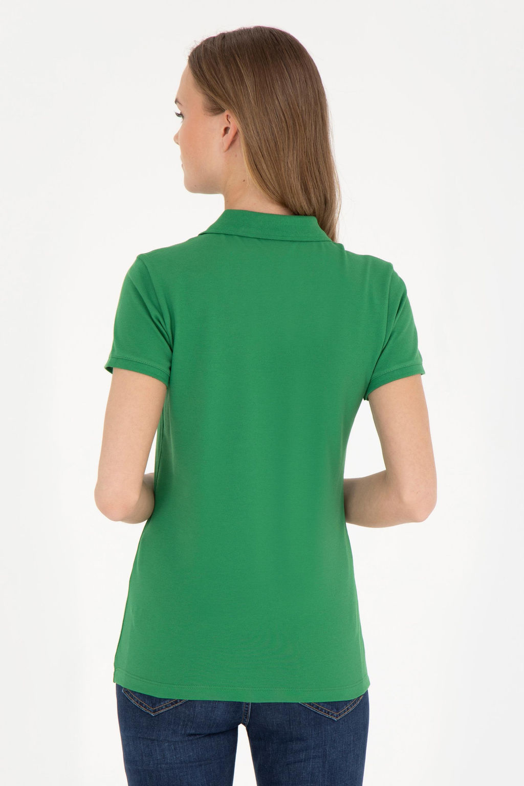Женская зеленая базовая футболка с воротником-поло - U.s. polo assn фото 12