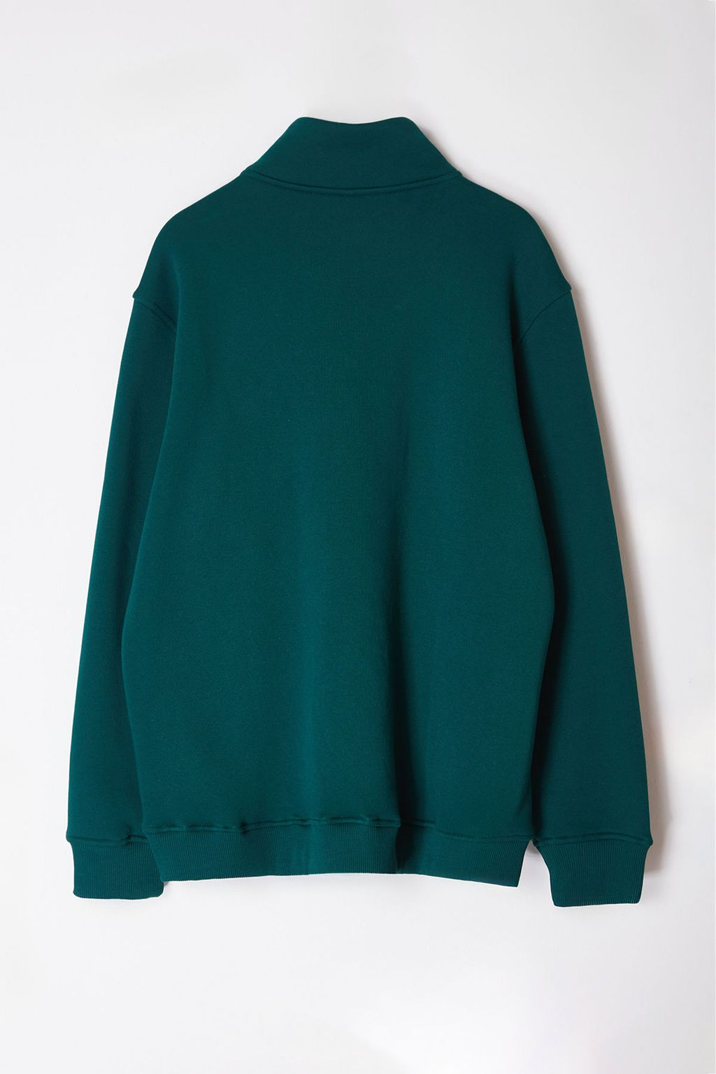 TRENDYOL MAN Yesil Buyuk Beden Oversize/Normal Kesim Dik Yaka Fermuarl? Ici Polarl? Sweatshirt TMNAW24AO00024 - Trendyolmilla фото 7