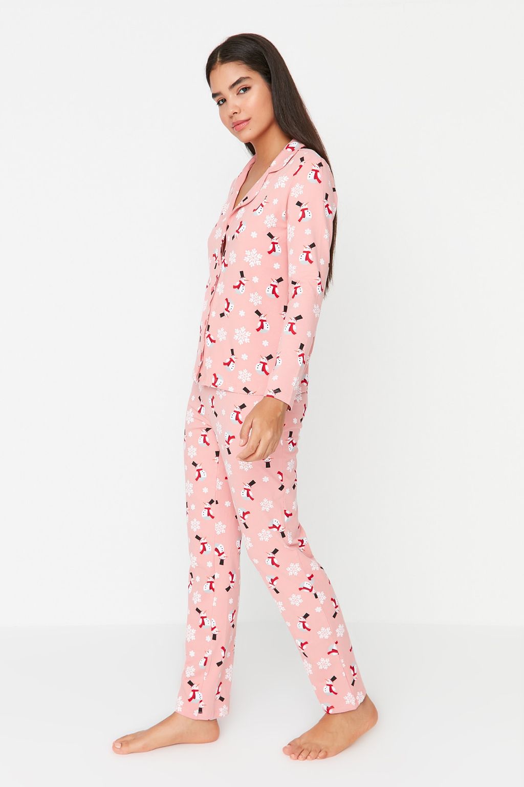 Trendyolmilla Cok Renkli %100 Pamuklu K?s Temal? Orme Pijama Tak?m? THMAW21PT0775