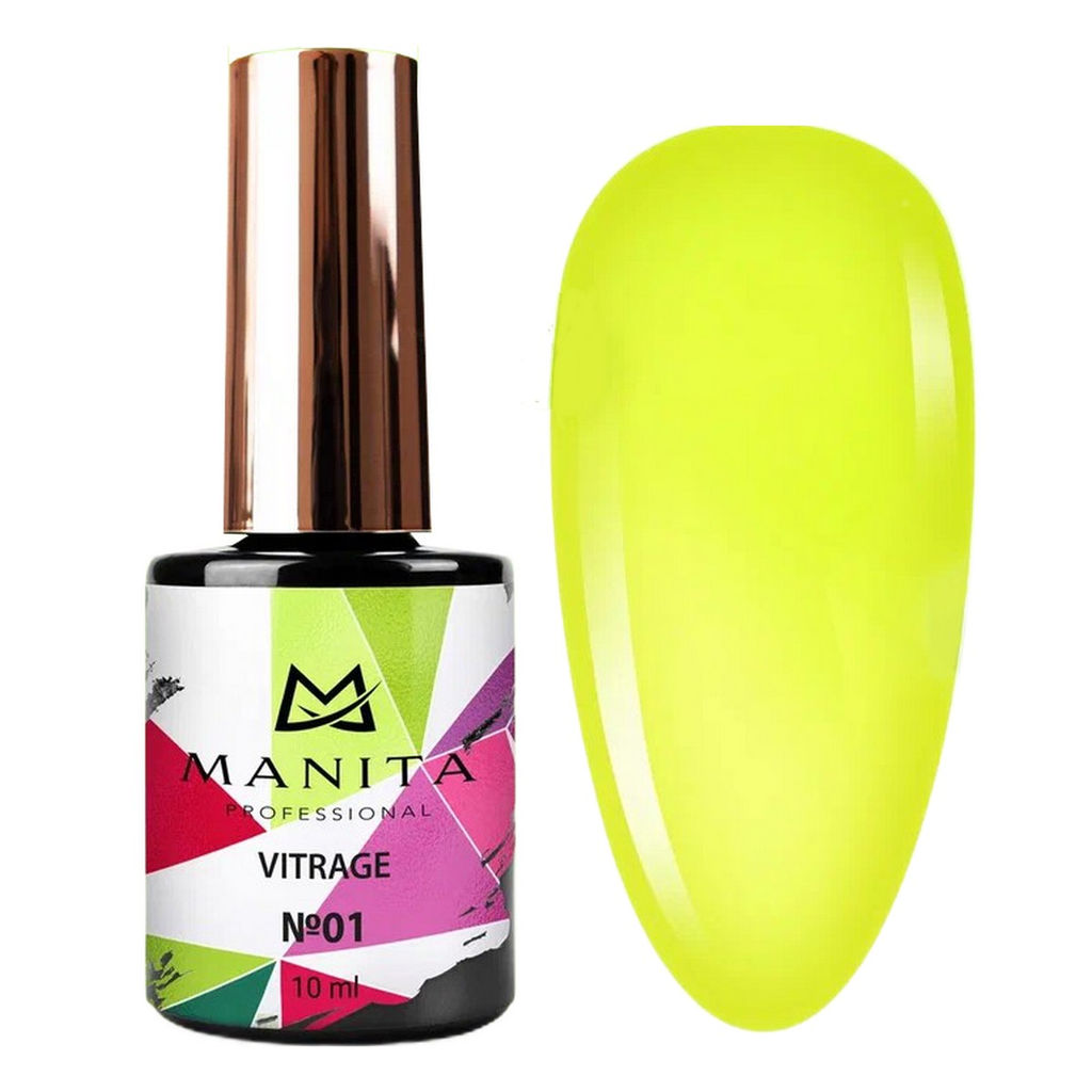 Manita Professional Гель-лак для ногтей c эффектом витража / Vitrage №01, желтый, 10 мл  фото 6