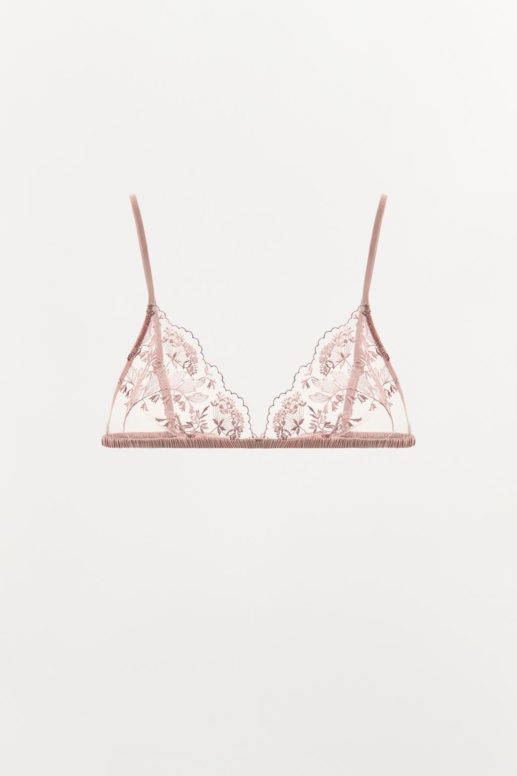 FLORAL EMBROIDERED TULLE BRALETTE - Zara фото 4