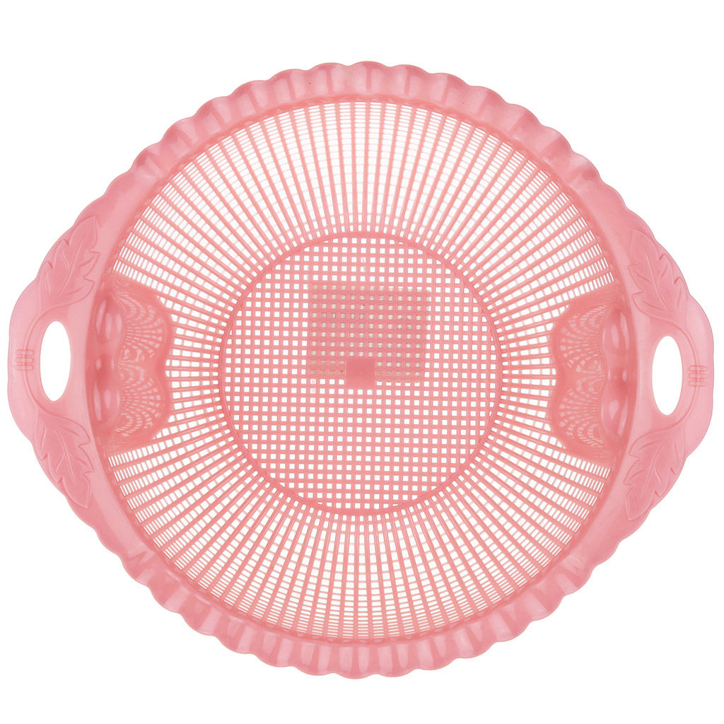 Дуршлаг пластмассовый Лист д23,5см h8см, с ручками, волнистый край, цвета в ассортименте: розовый, бирюзовый (Китай) - Домашняя мода фото 3