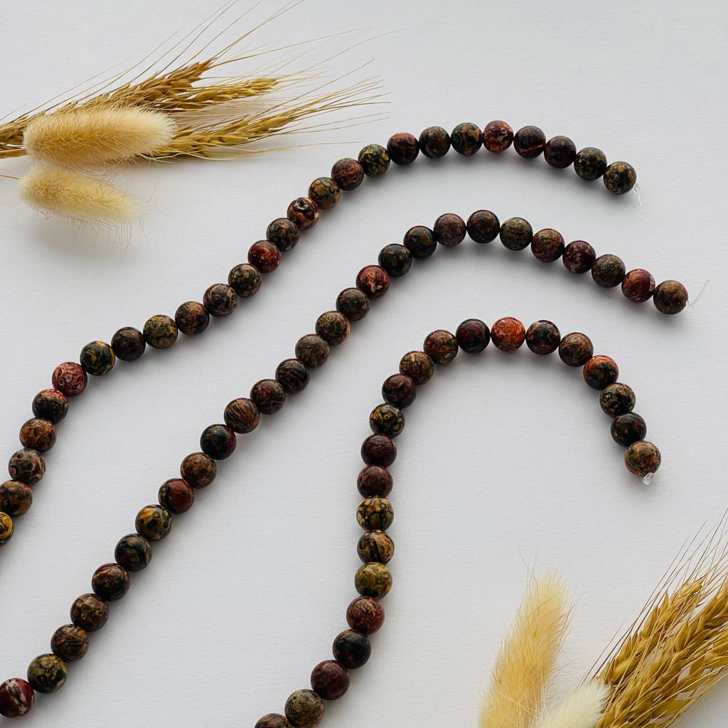 Бусины из леопардовой Яшмы (36 бусин) 38 см