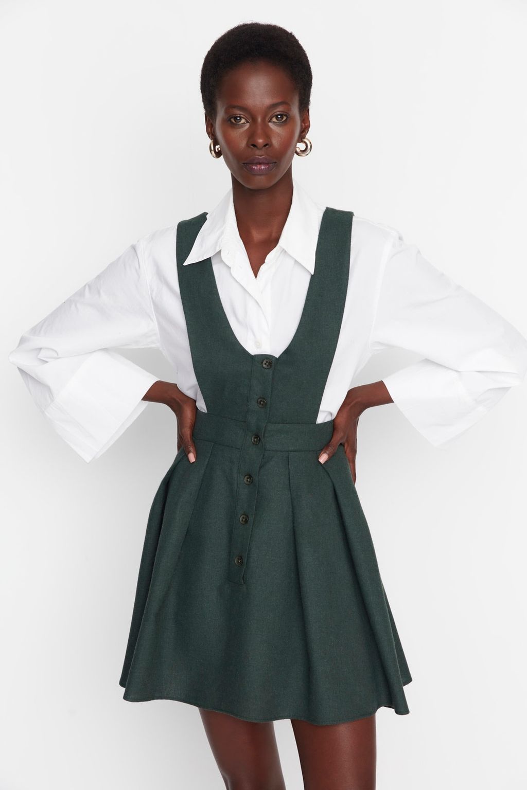 Trendyolmilla Haki Ask?l? Mini Dokuma Jile Elbise TWOAW21EL1163 фото 8