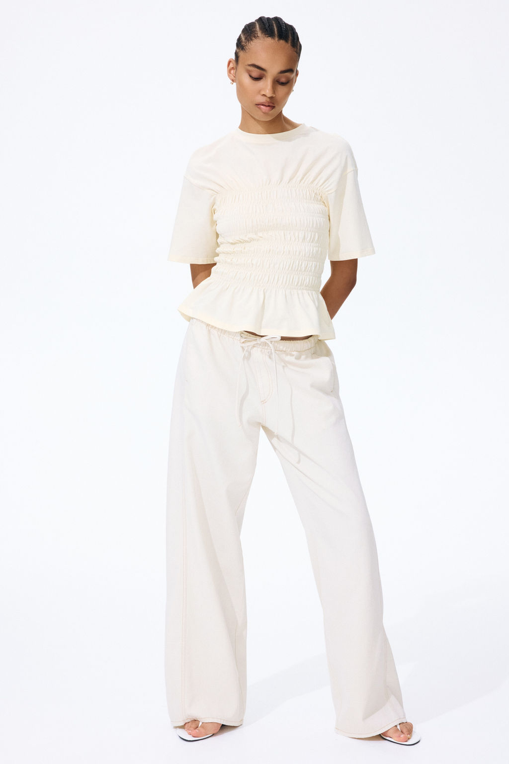 Pantal?n denim con cord?n de ajuste - H&m фото 5