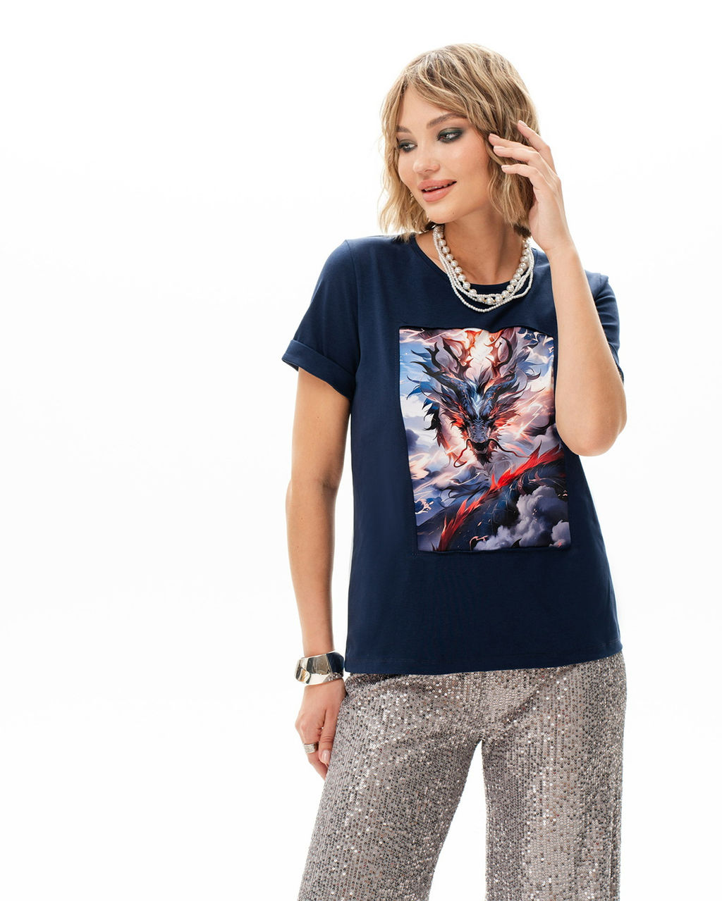 Футболка с шелковой вставкой - Sahar art lab фото 5