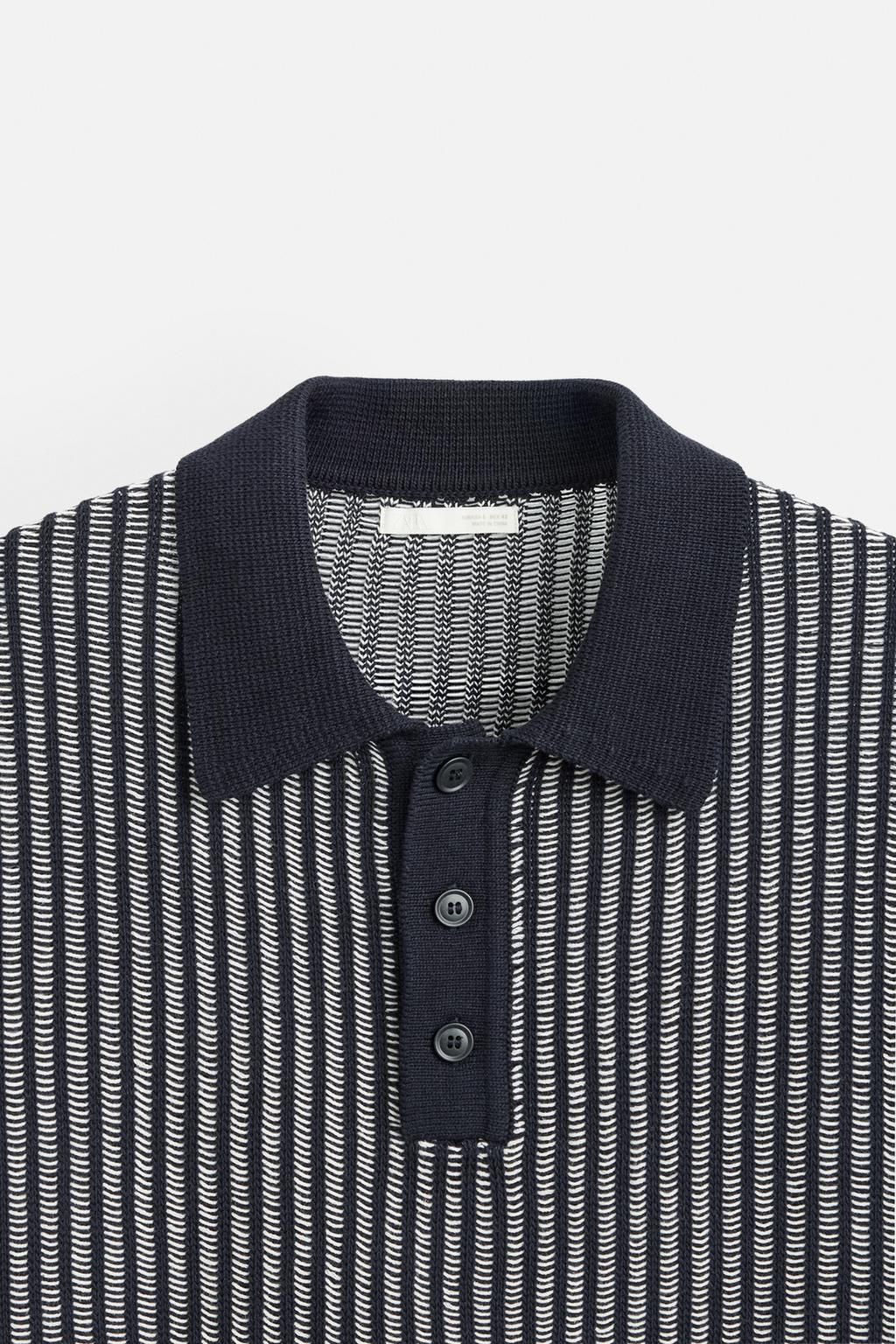 CONTRASTING RIBBED KNIT POLO SHIRT - Zara фото 9
