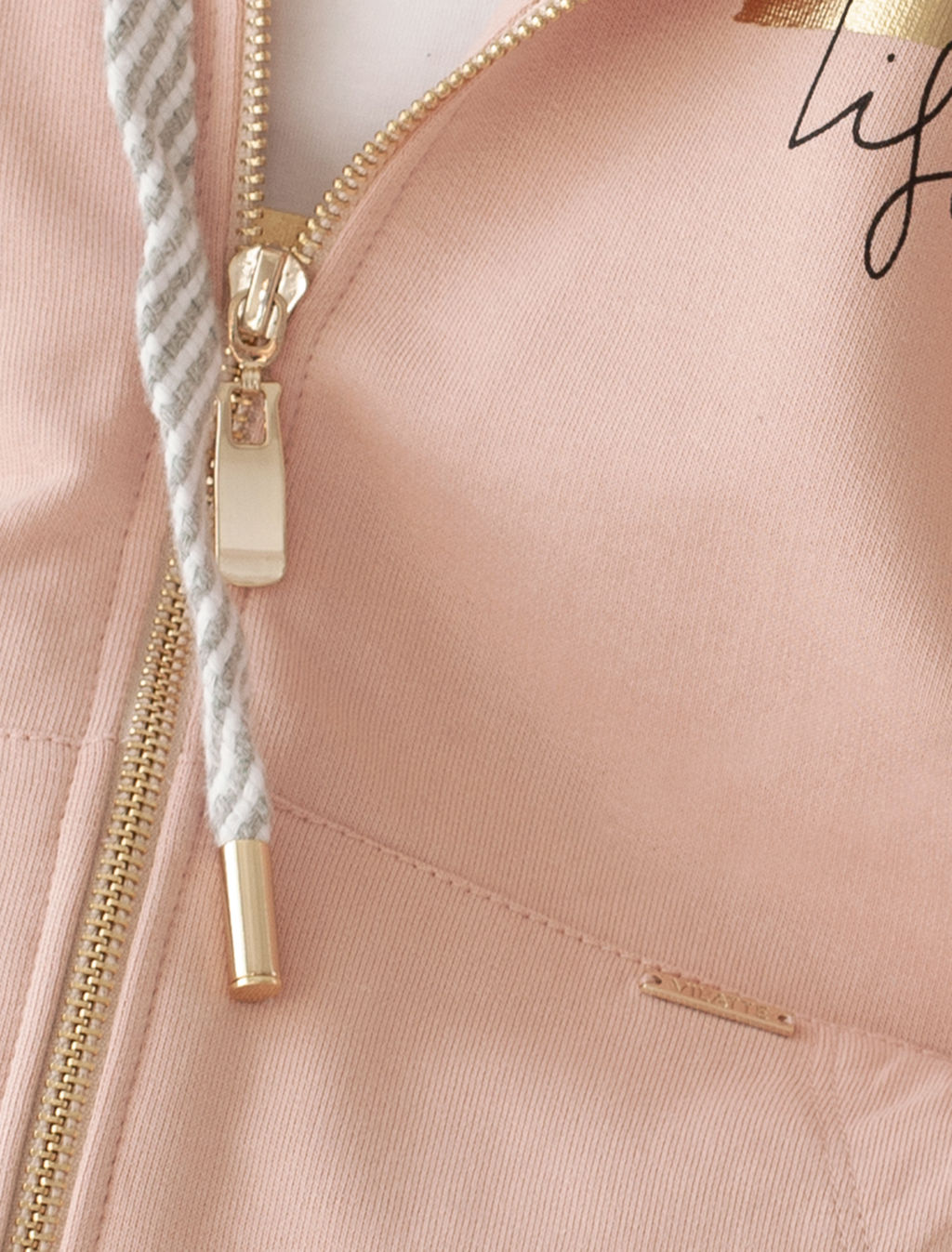 Худи на молнии из премиального футера с золотистой фурнитурой