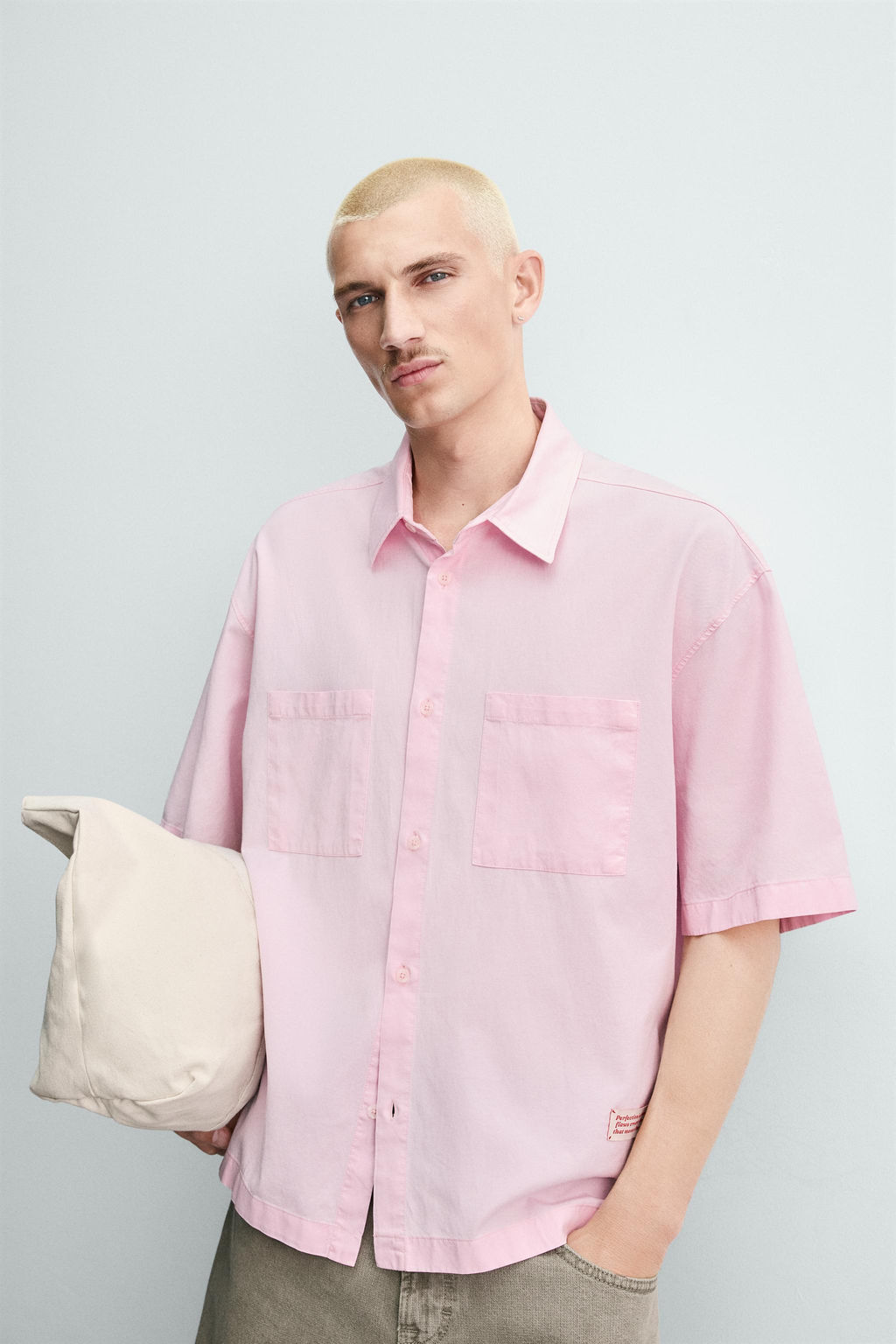 CAMISA BOXY FIT TEXTOS ESTAMPADOS / Rosa - Zara фото 5