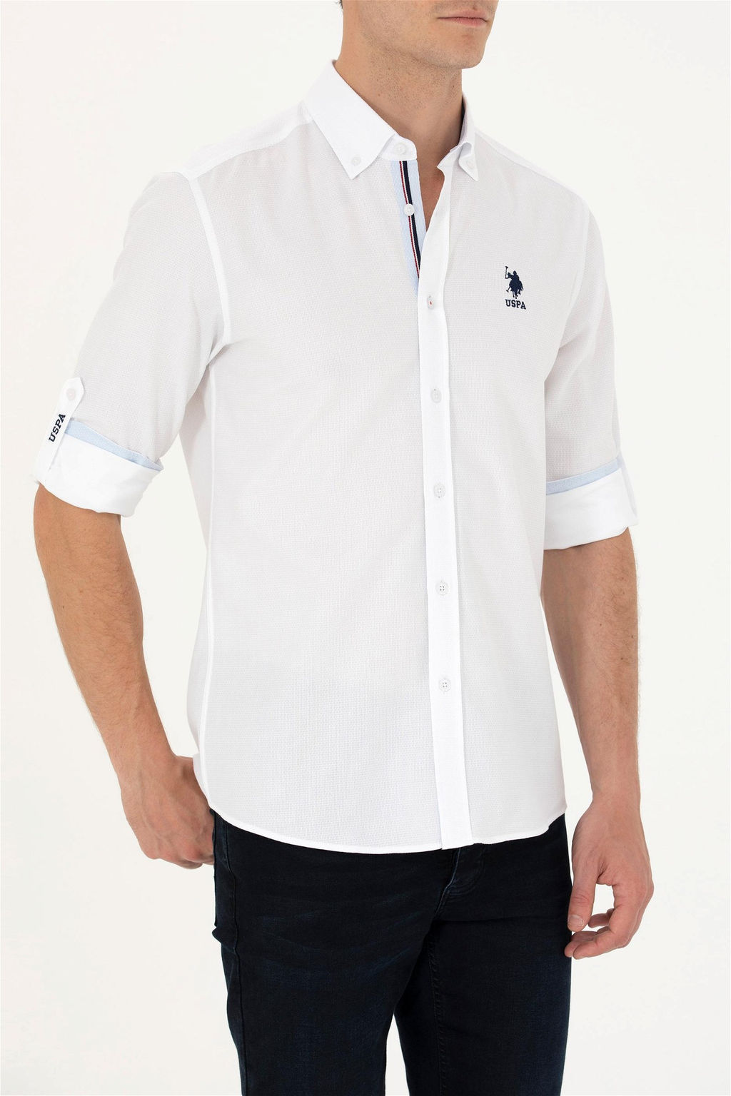 U. S. Polo Assn / Мужская белая рубашка с длинным рукавом - U.s. polo assn фото 13