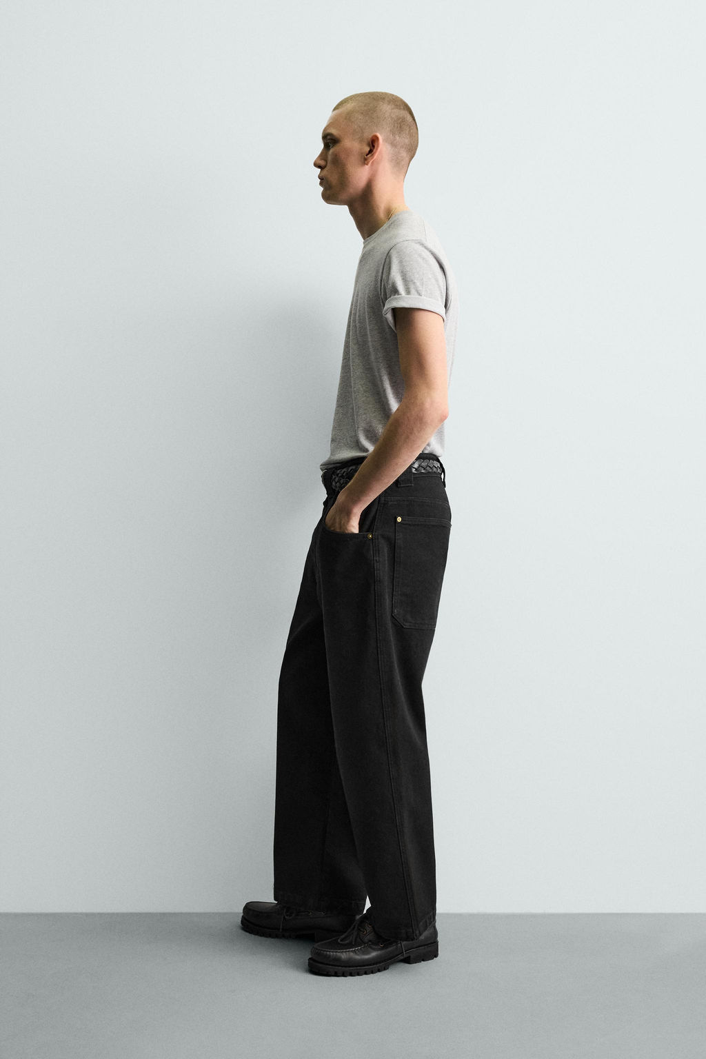 PANTAL?N CARPINTERO WIDE FIT / Negro - Zara фото 4