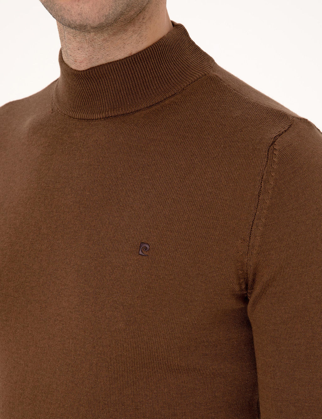 Koyu Kahverengi Slim Fit Yar_m Bal_k__ Yaka Basic Triko Kazak - Pierre cardin фото 7