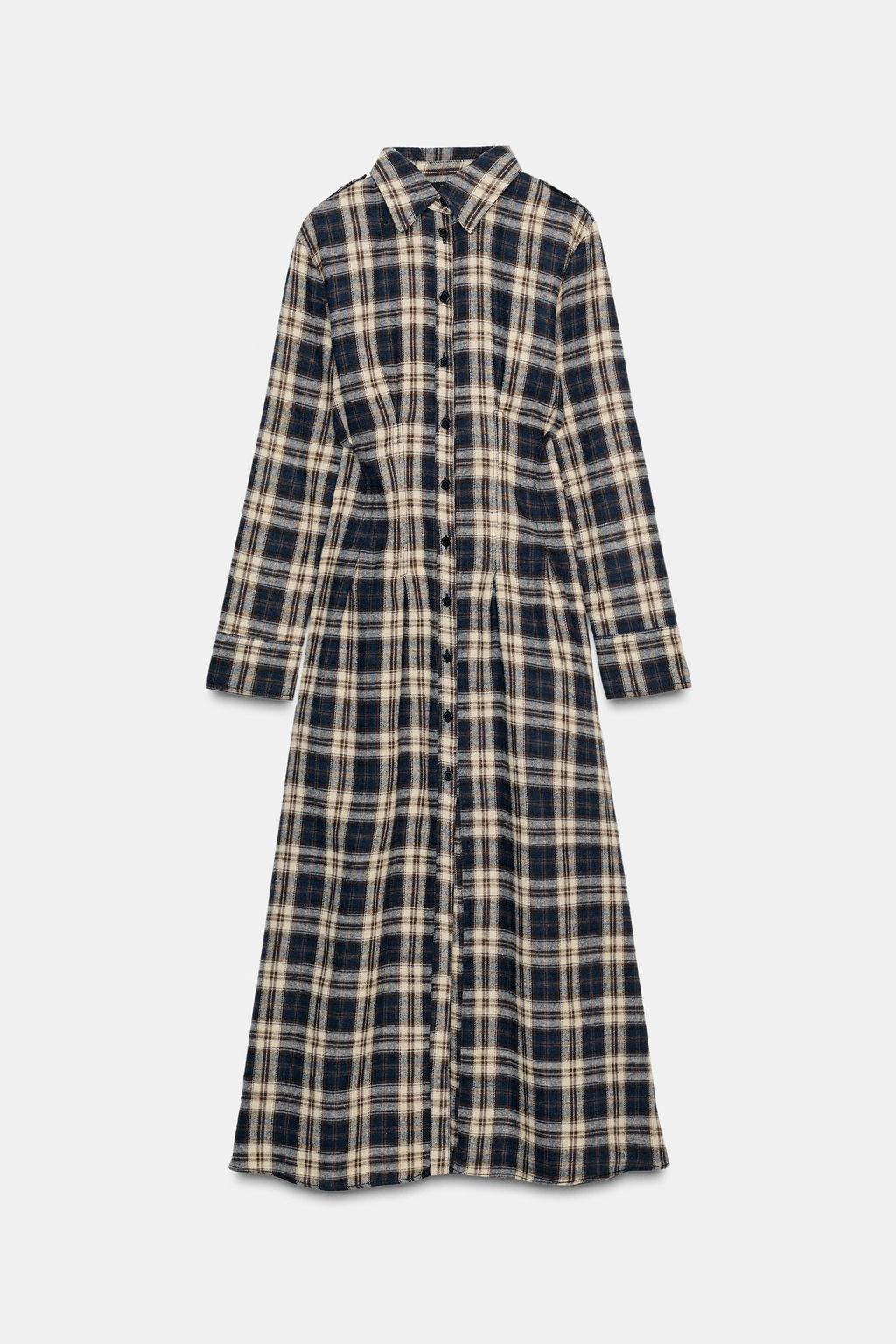 CHECKED PLEATED MIDI DRESS - Zara фото 7