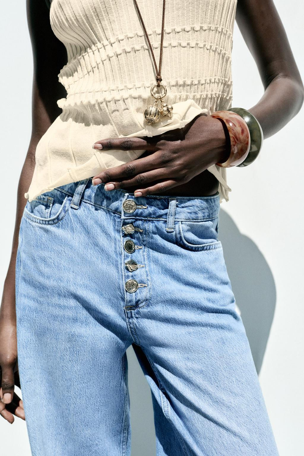 Z1975 WIDE-LEG HIGH-WAIST BUTTONED JEANS - Zara фото 2