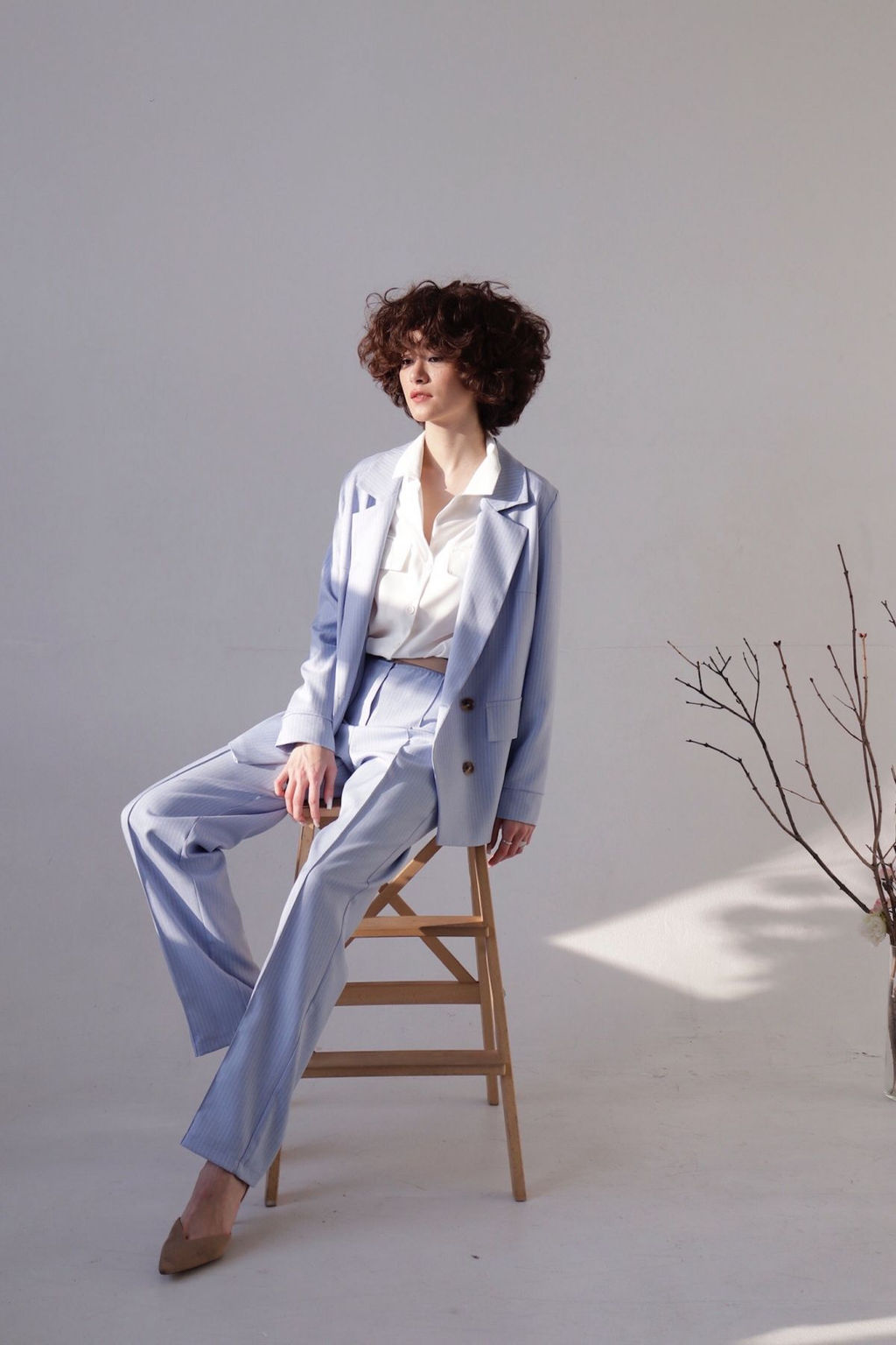 Брюки со стрелками голубые в полоску - Martichelli фото 10