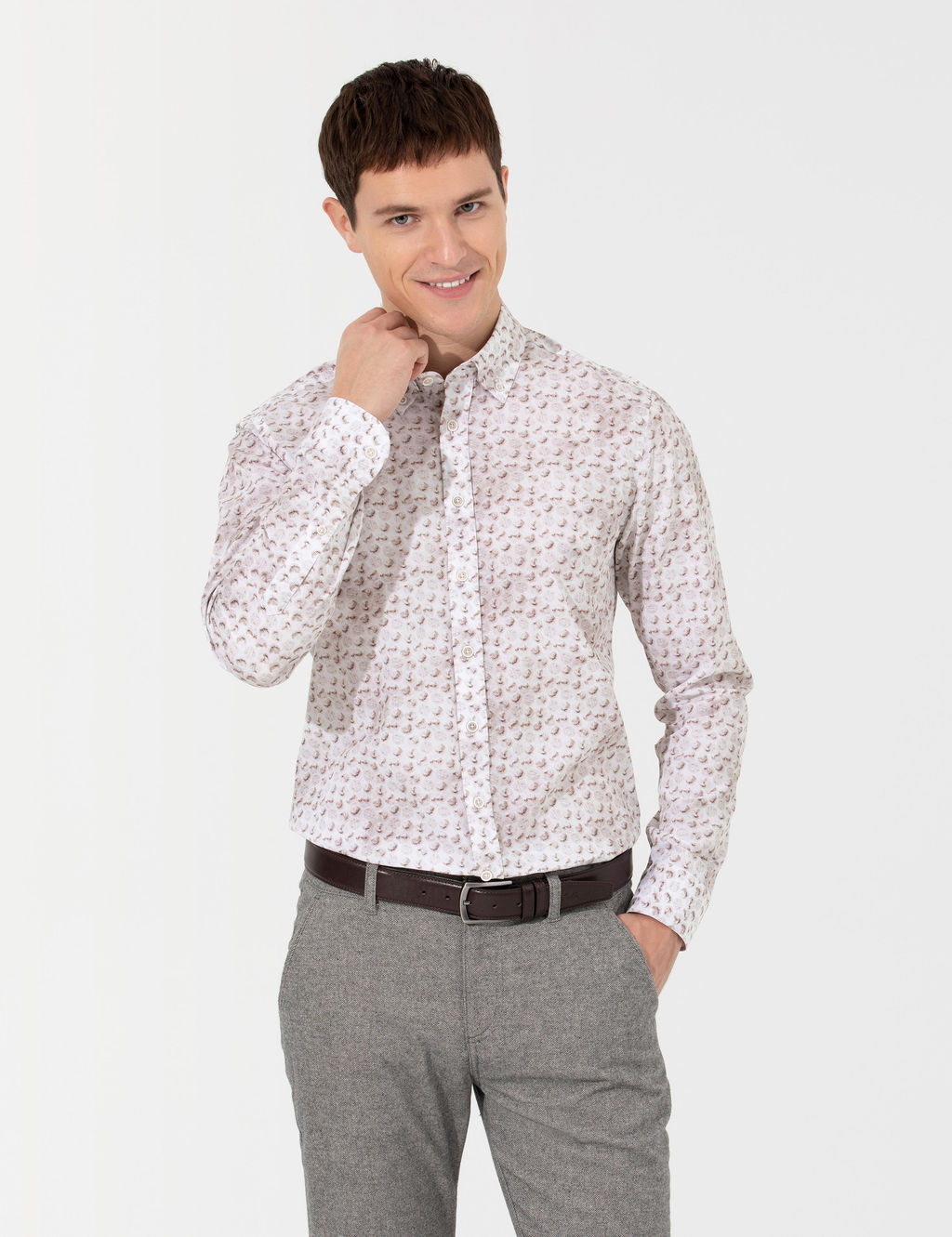 Bej Slim Fit Uzun Kollu G_mlek - Pierre cardin фото 2