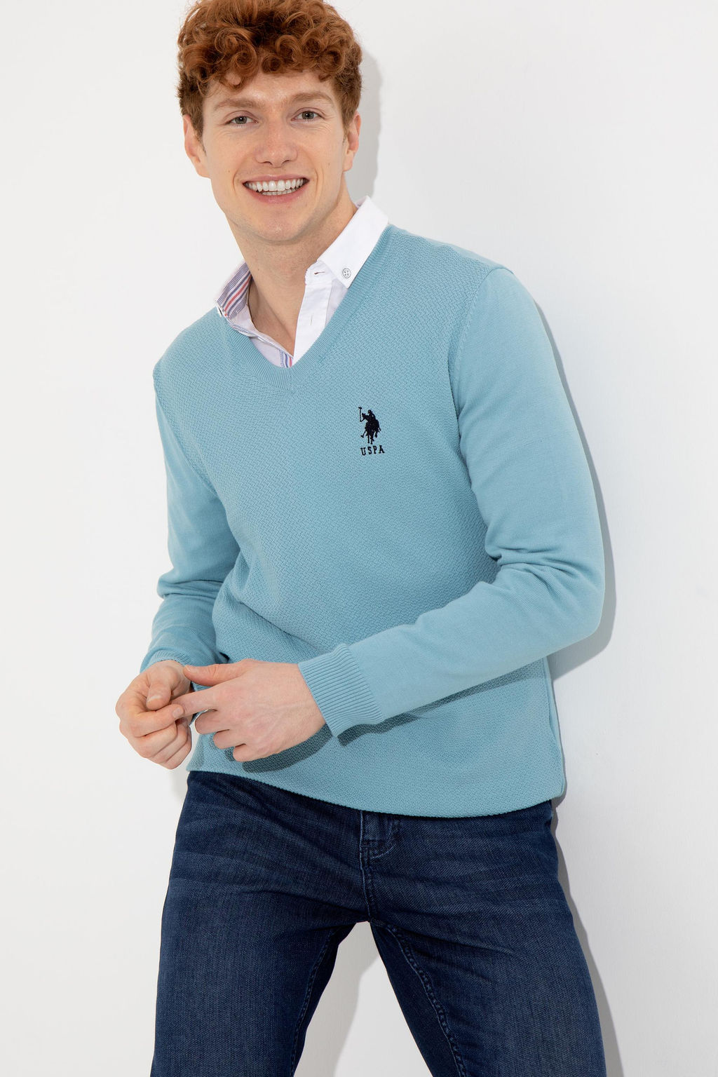 U. S. Polo Assn / Мужской синий базовый свитер - U.s. polo assn фото 15