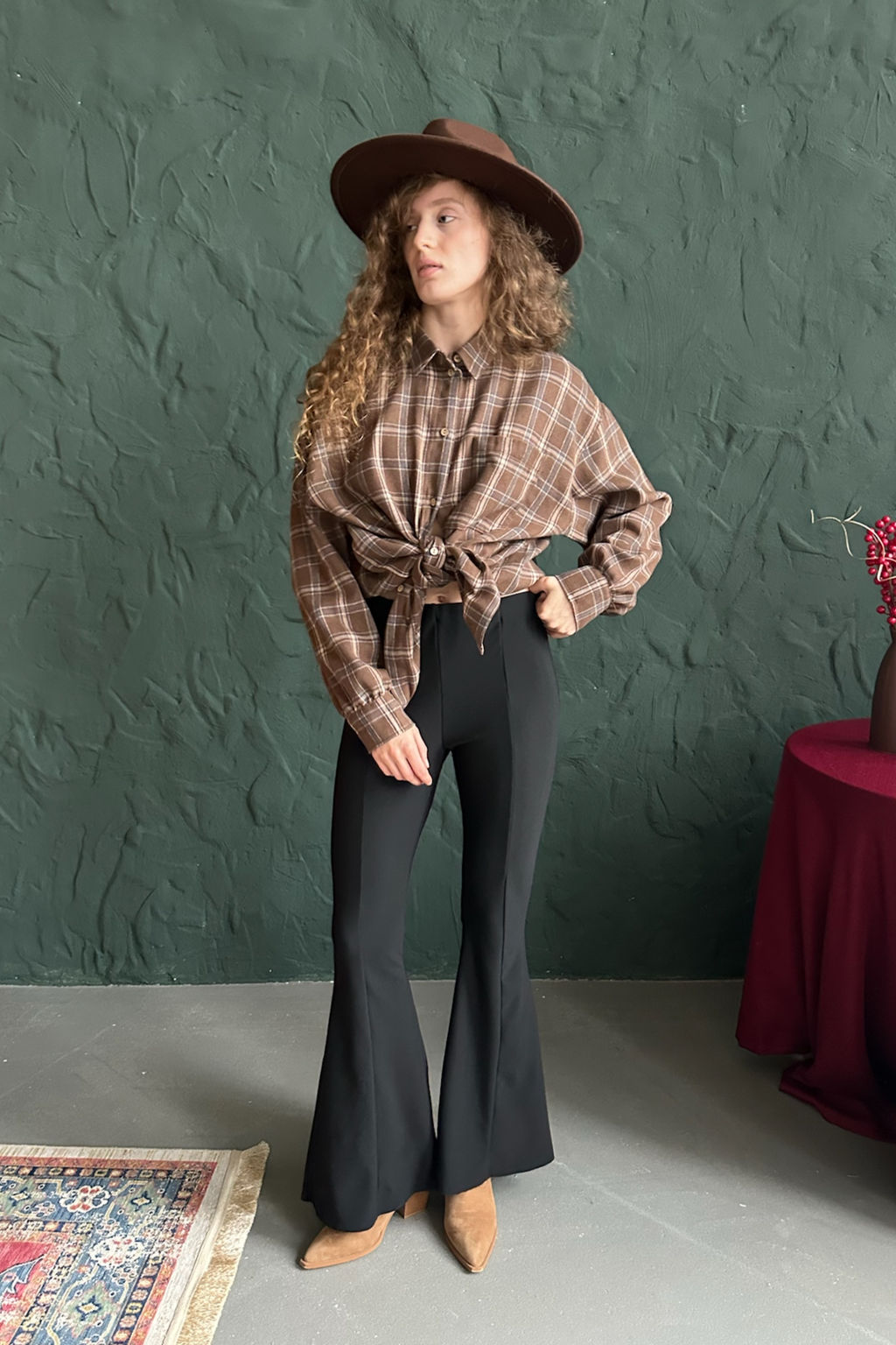 Рубашка женская HUG077/13/Коричневый, бежевый