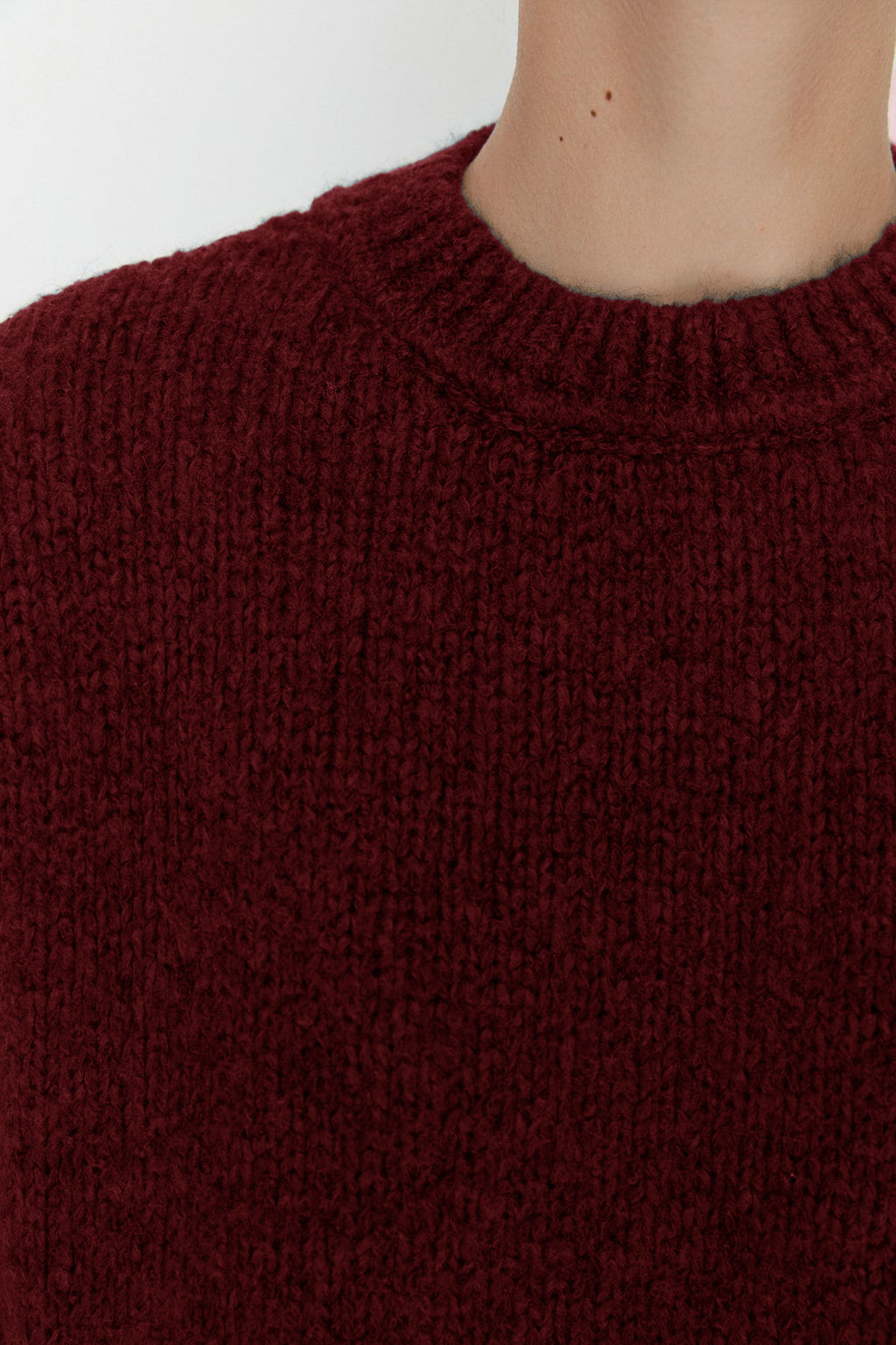 Bordo Genis Kal?p Yumusak Dokulu Basic Triko Kazak TWOAW23KZ00185