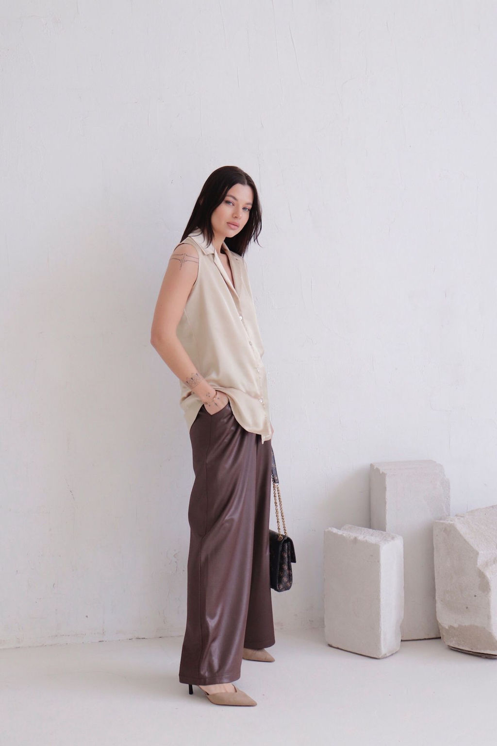 Блуза без рукавов кремовая - Martichelli фото 3