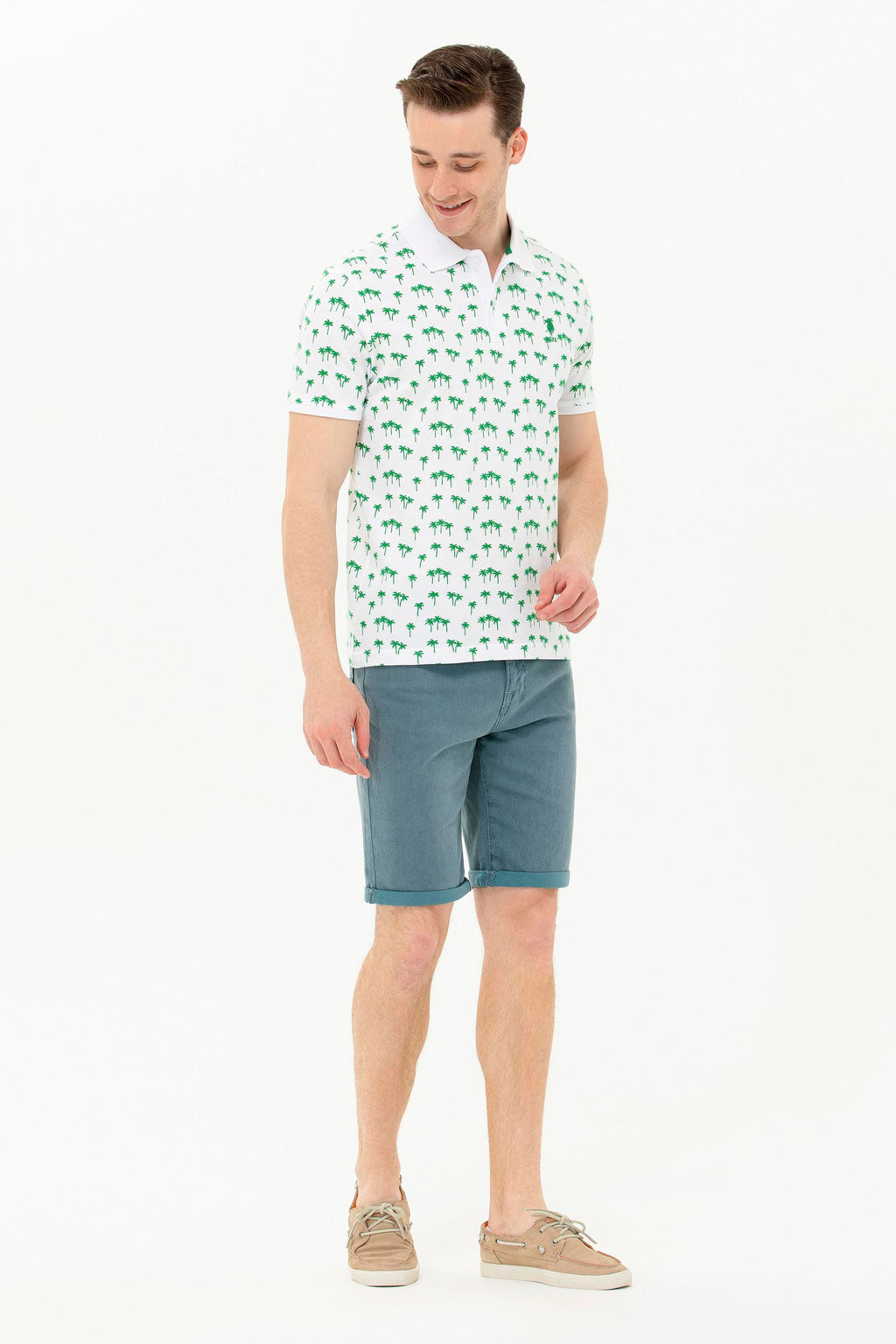 U. S. Polo Assn Мужская зеленая футболка с воротником-поло - U.s. polo assn фото 4