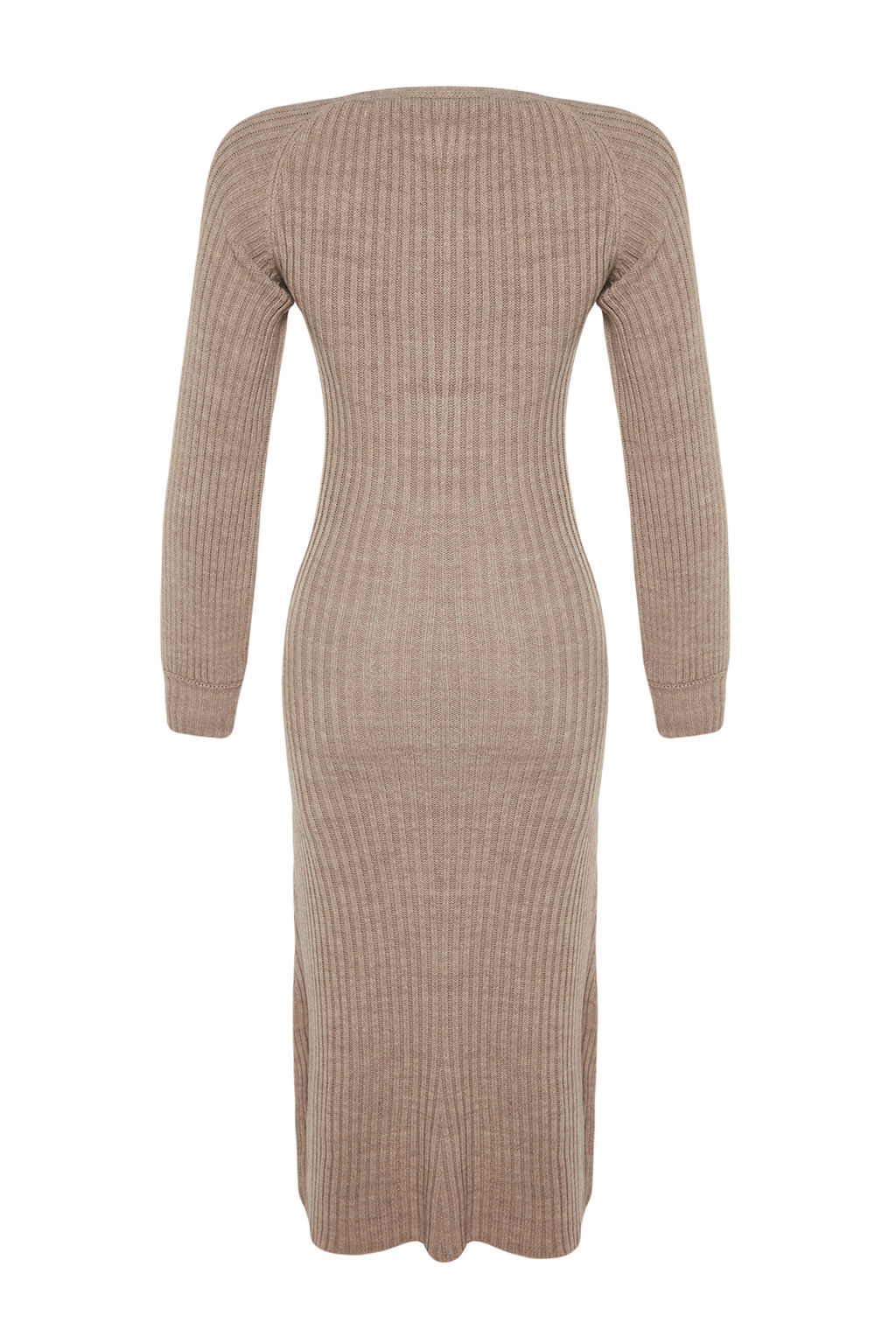 TRENDYOLMILLA Kiremit Midi Triko Kalp Yaka Elbise TWOAW24EL00212  фото 7