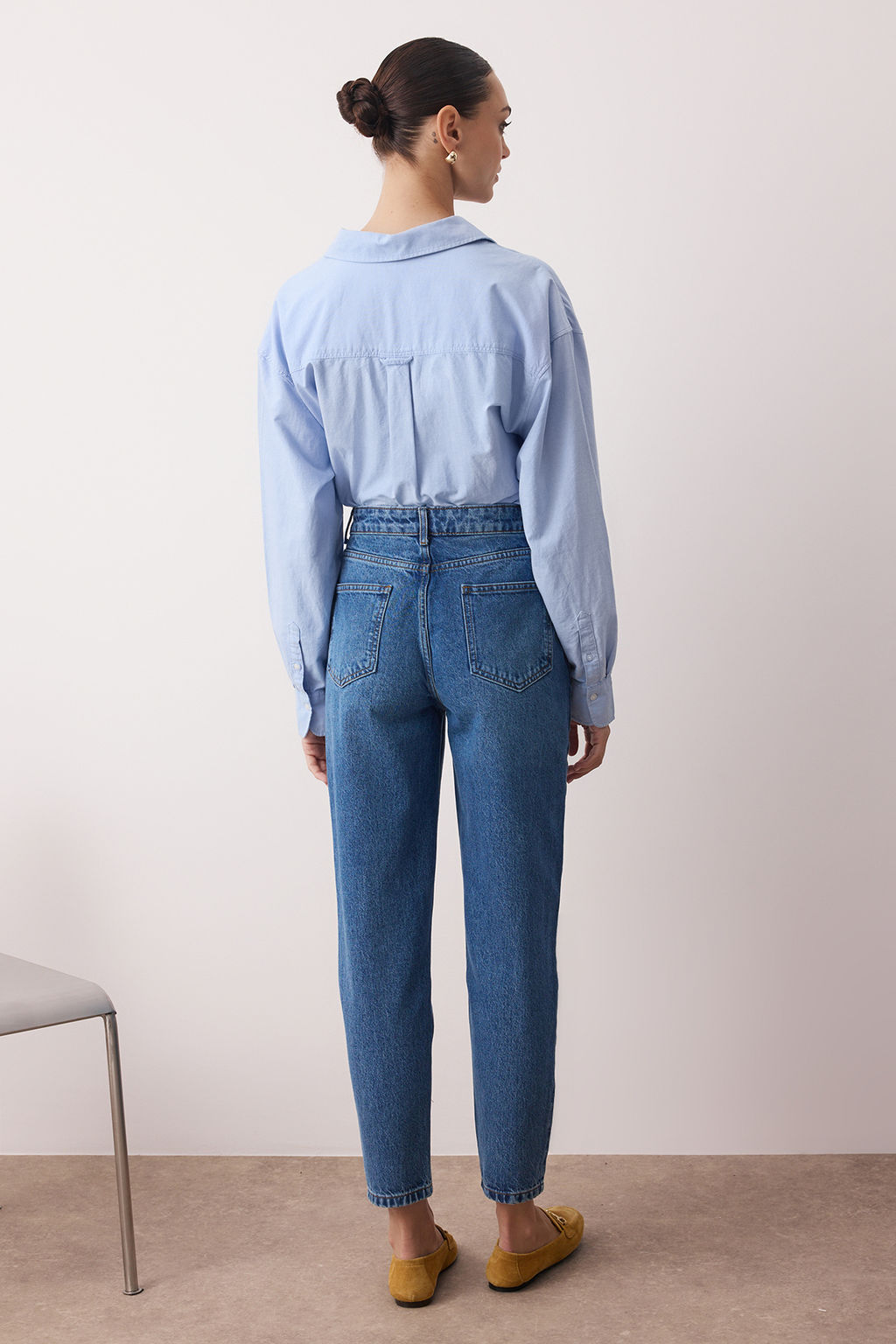 Ac?k Mavi Yuksek Bel Mom Jeans TWOSS25JE00277 - Trendyolmilla фото 10