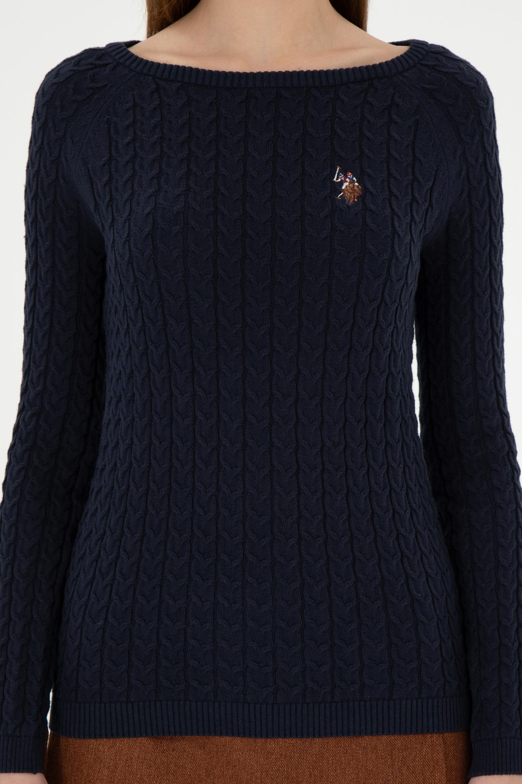Женский темно-синий базовый свитер с круглым вырезом Неожиданная скидка в корзине - U.s. polo assn фото 6