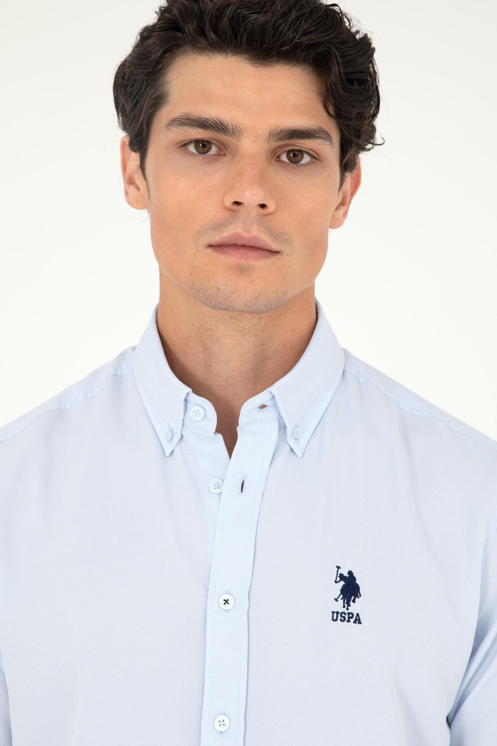 Мужская голубая базовая рубашка с длинным рукавом - U.s. polo assn фото 2