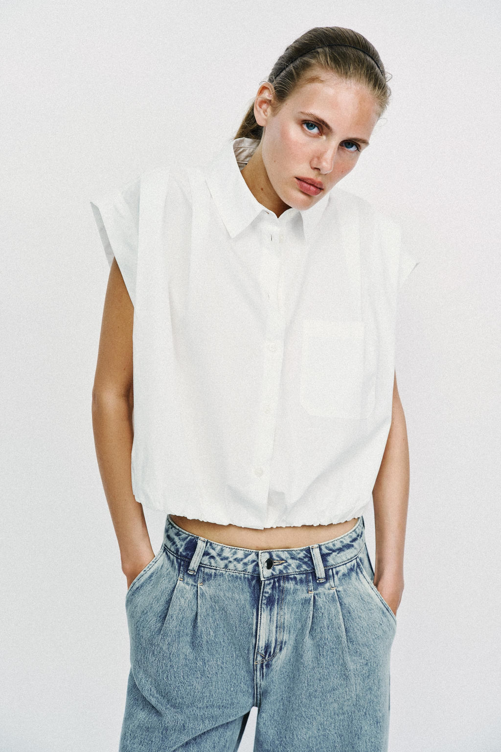 JEANS Z1975 WIDE LEG PINZAS / Azul claro - Zara фото 4