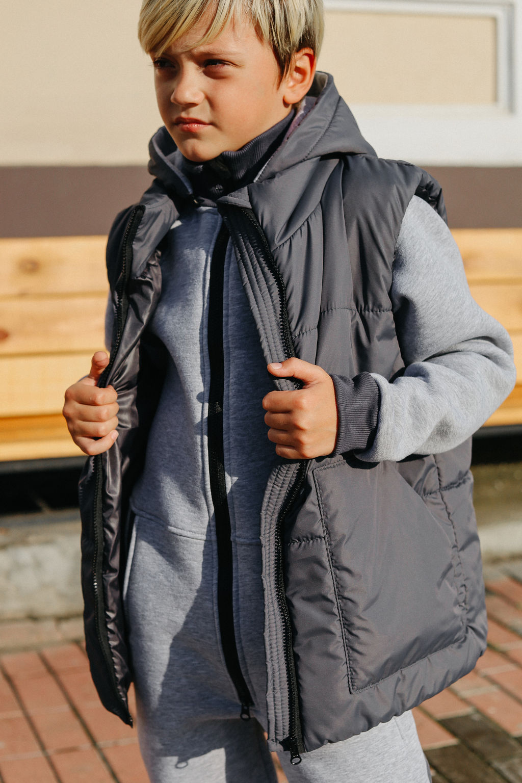 Бомбер утепленный, меланж - Inzibe фото 4