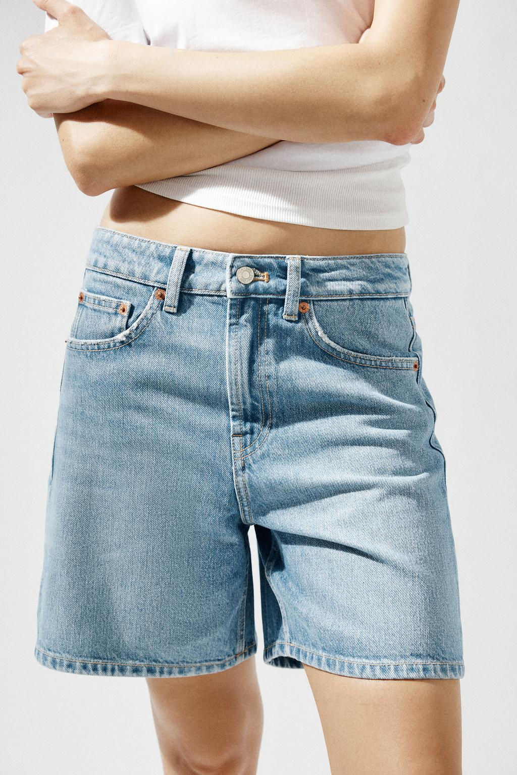 TRF MID-RISE DENIM BERMUDA SHORTS - Zara фото 14